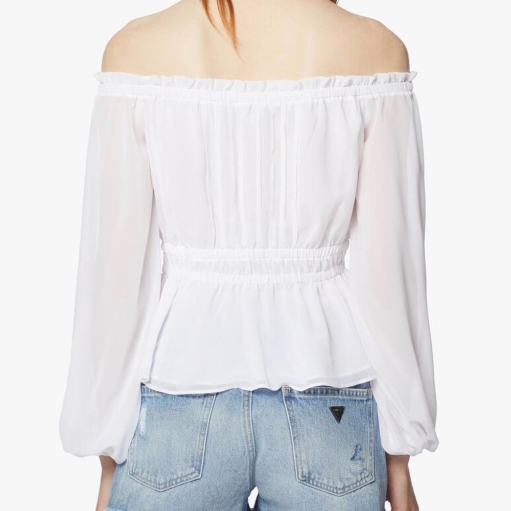 New Guess Elegant White Off-Shoulder Blouse size S - Picture 2 of 7